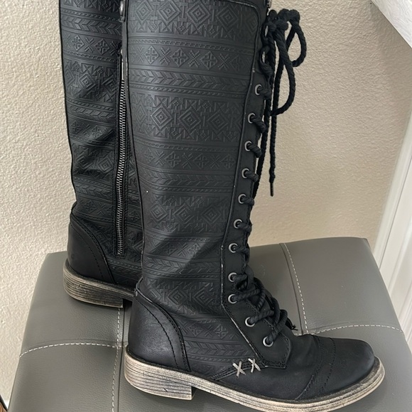 ROXY Mountain & The Seas black tall winter lace up boots size 6.5 - Picture 7 of 16